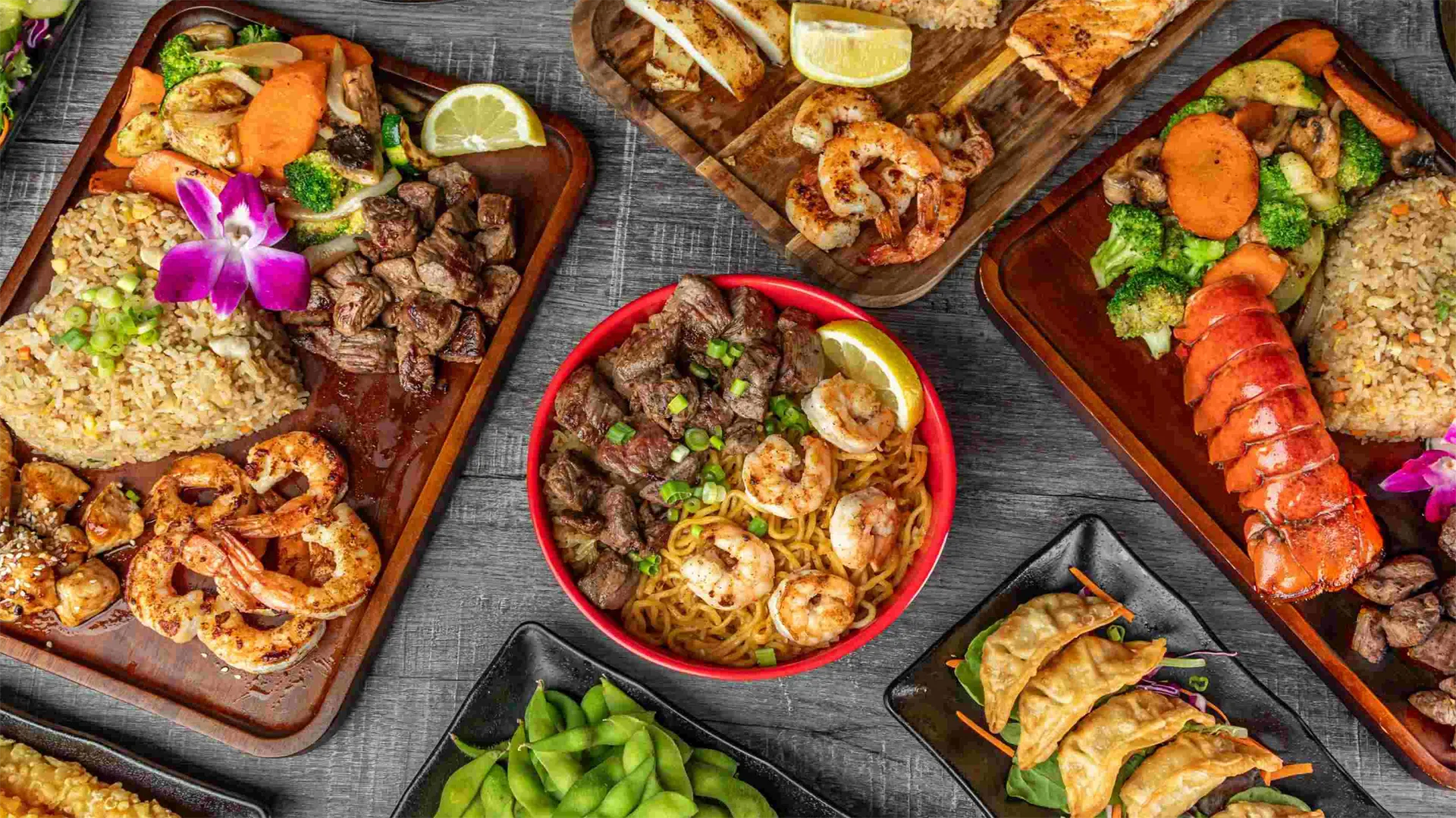 Hibachi chef with flames